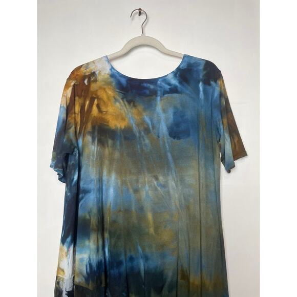 Heyne Bogut Slouch Tee Dress Womens 4 Oversized Artsy Lagenlook Midi Dress Blue - Picture 8 of 12